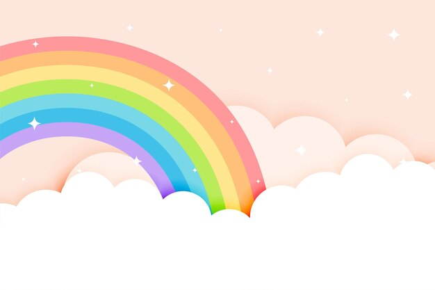 estilo de corte de papel nube y arco iris diseño de fondo de ensueño