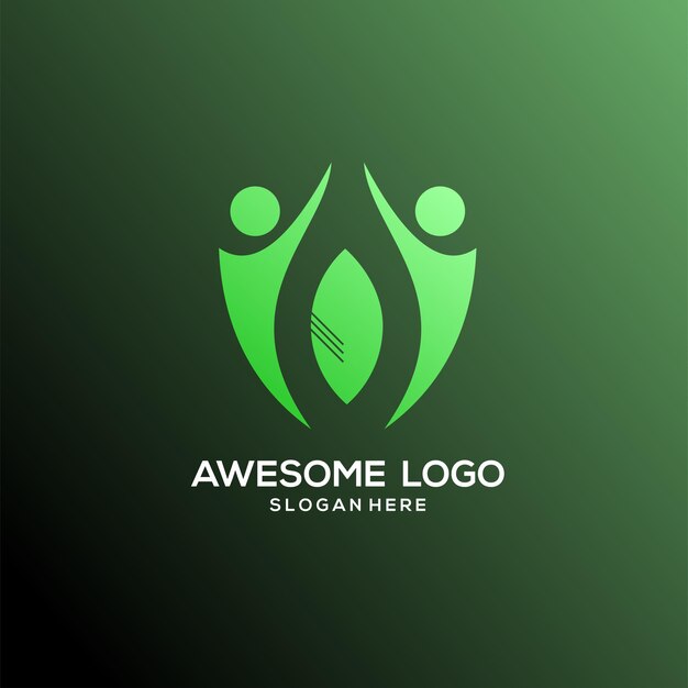 Estilo degradado de diseño de empresa de logotipo de personas