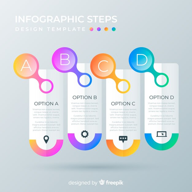 Estilo de degradado de plantilla de pasos de infografía