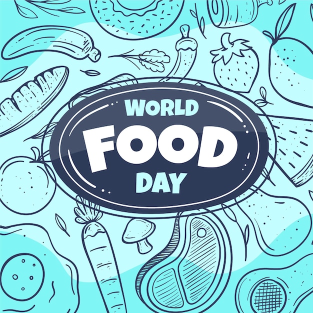 Vector gratuito estilo del día mundial de la alimentación dibujado a mano