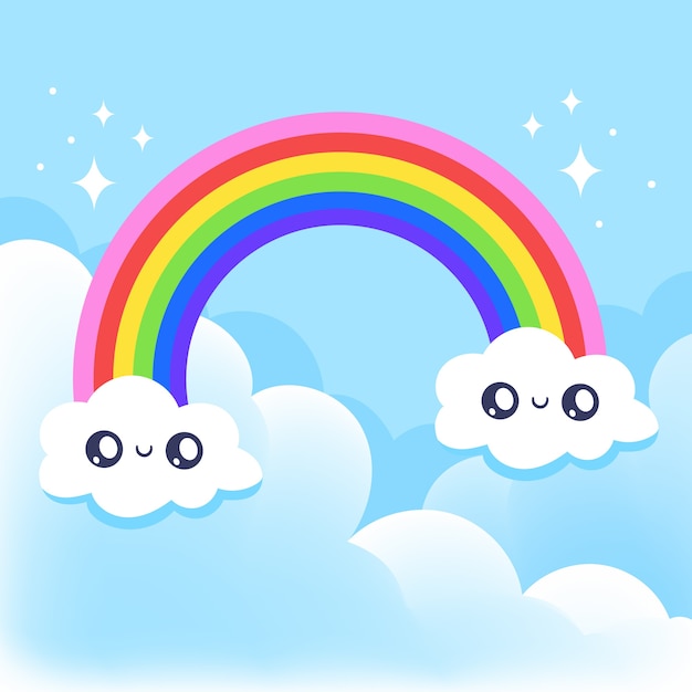 Estilo dibujado a mano del arco iris