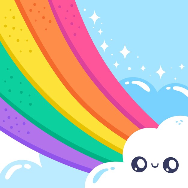 Estilo dibujado a mano del arco iris