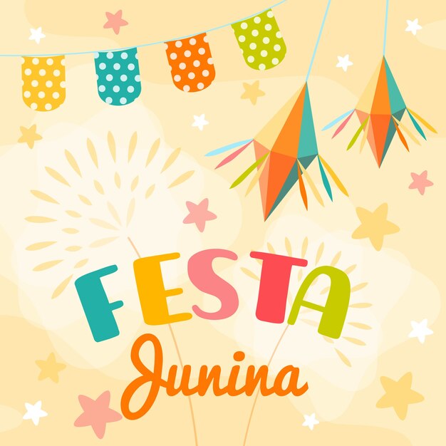 Vector gratuito estilo dibujado a mano evento festival de junio