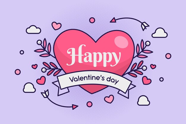Estilo dibujado a mano de fondo de San Valentín