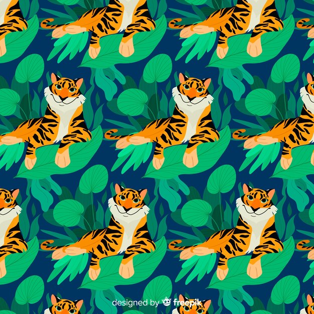 Estilo dibujado a mano de patrón de tigre