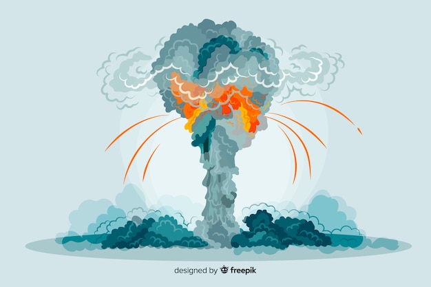 Estilo de dibujos animados de efecto de explosión nuclear