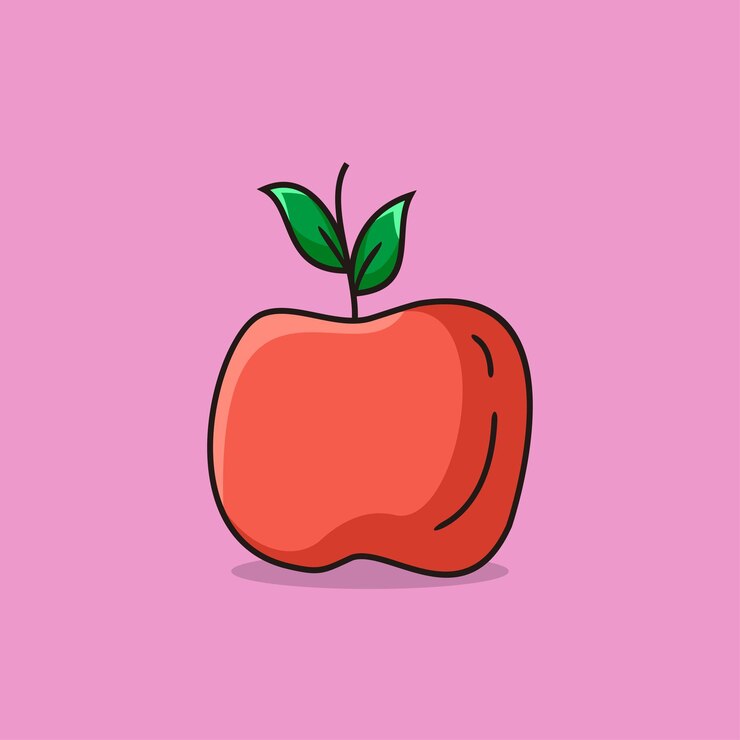 Vector gratuito estilo de dibujos animados de fruta de manzana