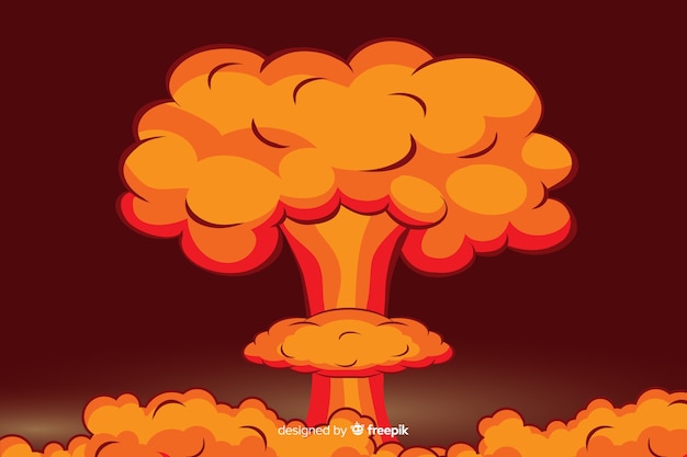 Estilo de dibujos animados de ilustración de explosión nuclear