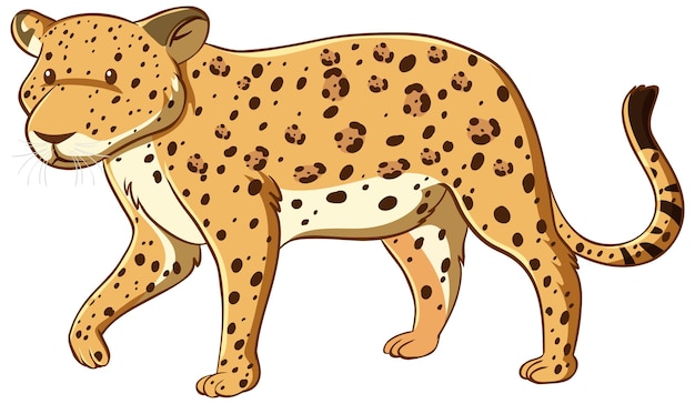 Estilo de dibujos animados de leopardo aislado sobre fondo blanco