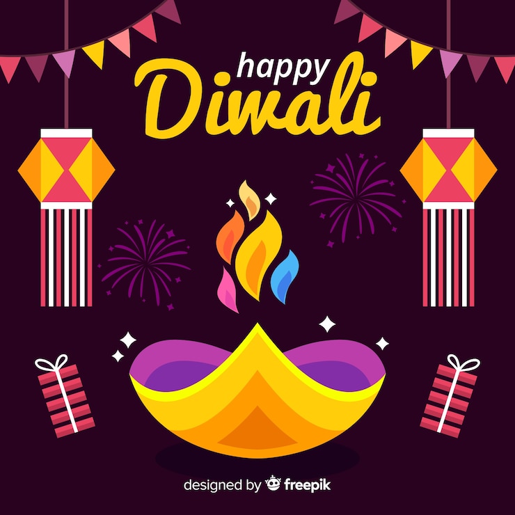 Vector gratuito estilo de diseño plano de fondo de diwali