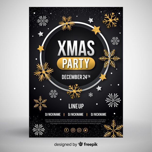 Estilo de diseño plano de plantilla de volante de fiesta de Navidad