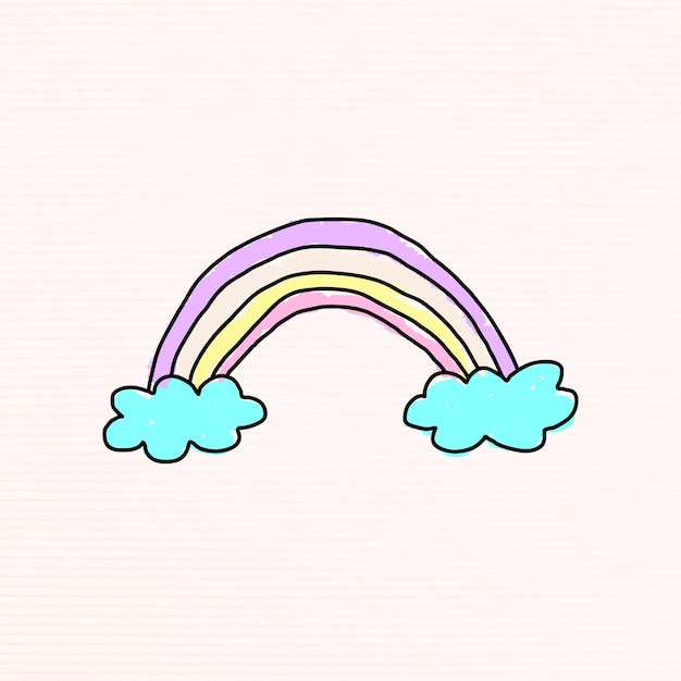 Estilo de doodle de arco iris pastel en un vector de fondo beige