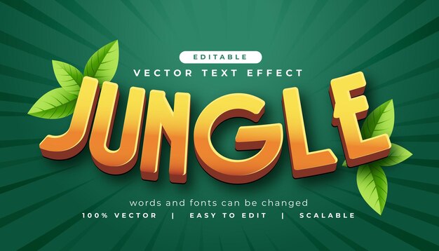 estilo de efecto de texto jungla con diseño de hojas