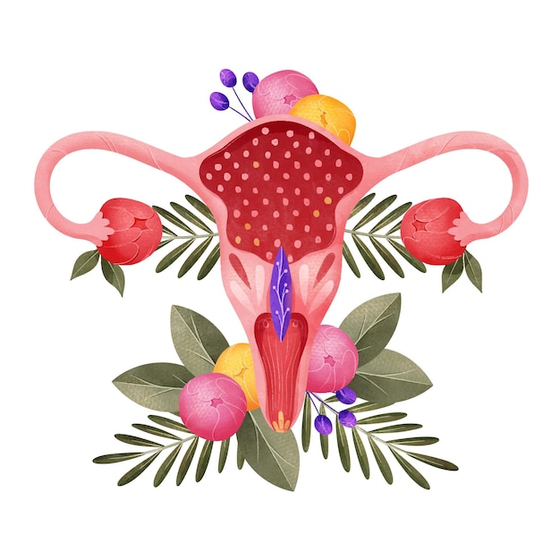 Vector gratuito estilo floral del sistema reproductor femenino