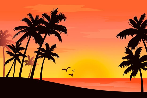 Estilo de fondo coloridas siluetas de palmeras