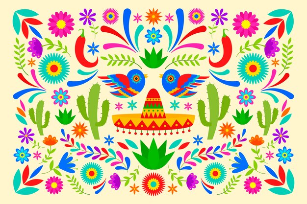 Estilo de fondo mexicano colorido diseño plano