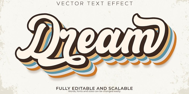 Estilo de fuente de tipografía de letras modernas editables con efecto de texto vintage retro