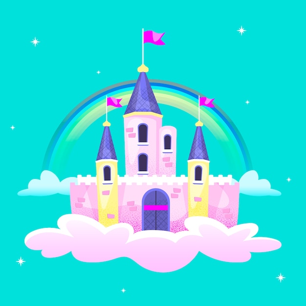 Estilo ilustrado del castillo de cuento de hadas