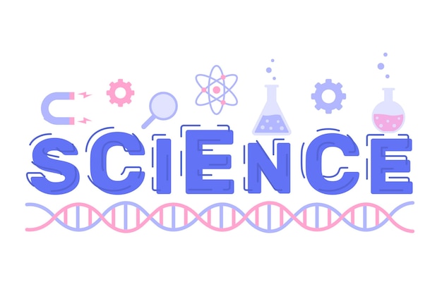 Estilo ilustrado de palabra de ciencia