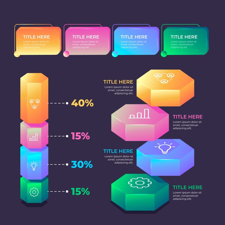 Vector gratuito estilo de infografía brillante 3d
