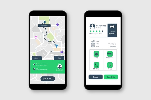 Estilo de interfaz de la aplicación de taxi