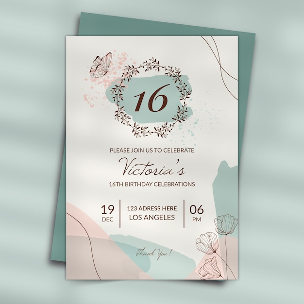 Vector gratuito estilo de invitación de cumpleaños