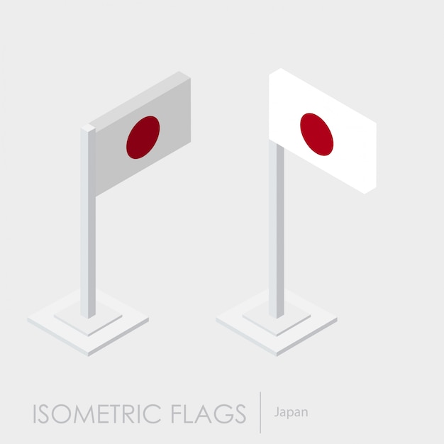 Estilo isométrico 3d de la bandera de japón