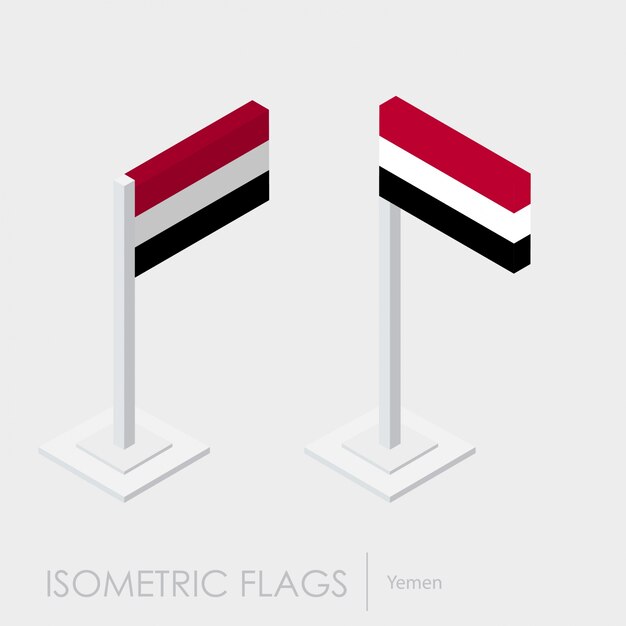 Estilo isométrico 3d de la bandera de Yemen