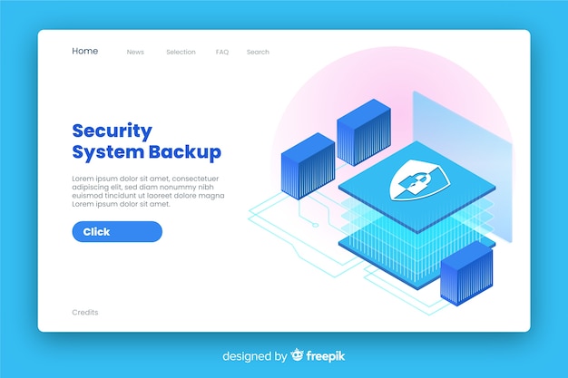Vector gratuito estilo isométrico de la página de destino de seguridad