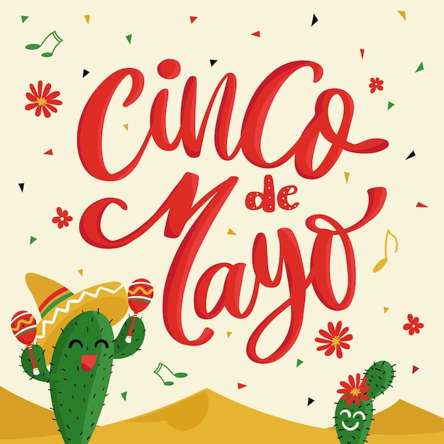 Vector gratuito estilo de letras cinco de mayo