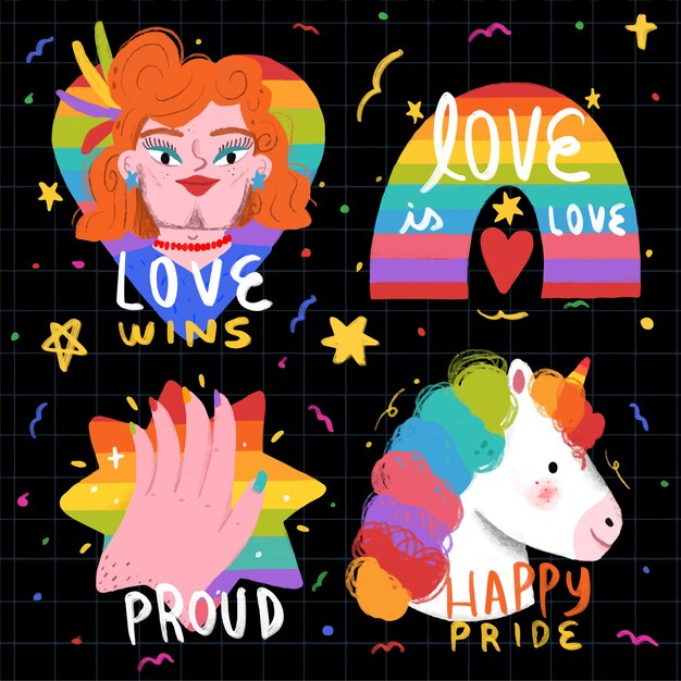Estilo lindo de las etiquetas del día del orgullo