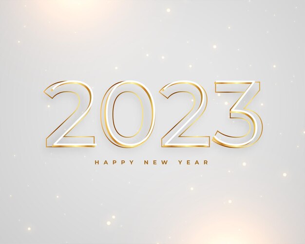 Estilo de línea 2023 texto dorado y plateado para fondo de año nuevo