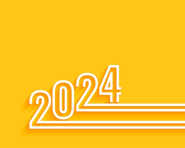 Vector gratuito estilo de línea 2024 letras año nuevo fondo amarillo diseño vector