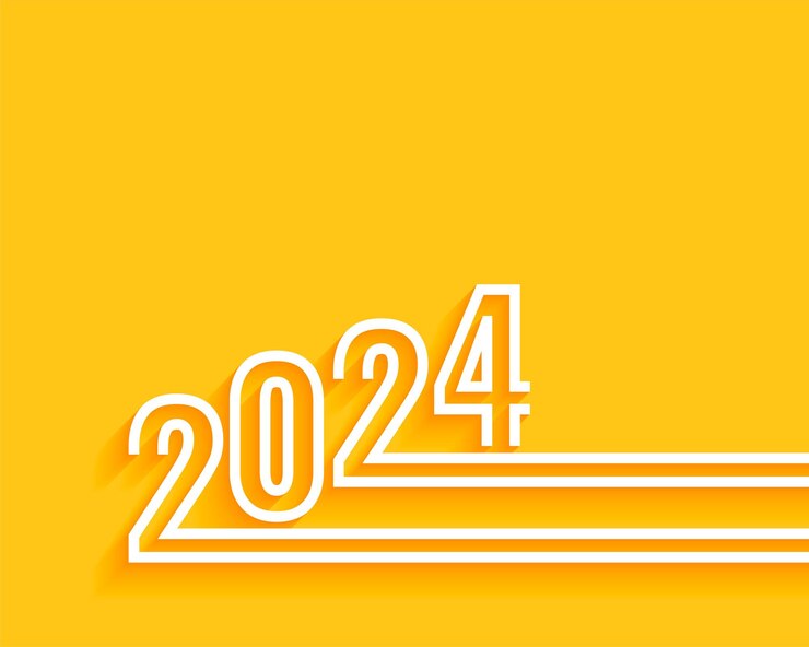Vector gratuito estilo de línea 2024 letras año nuevo fondo amarillo diseño vector