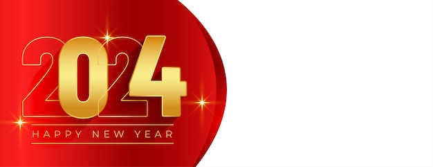 Estilo de línea banner de evento de año nuevo 2024 con vector de espacio de texto.