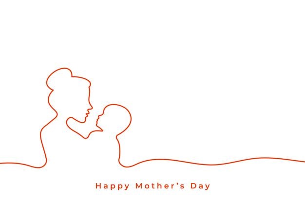 Estilo de línea día de la madre fondo mínimo simple