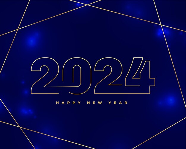 Vector gratuito estilo de línea dorado 2024 año nuevo diseño de fondo brillante vectorial