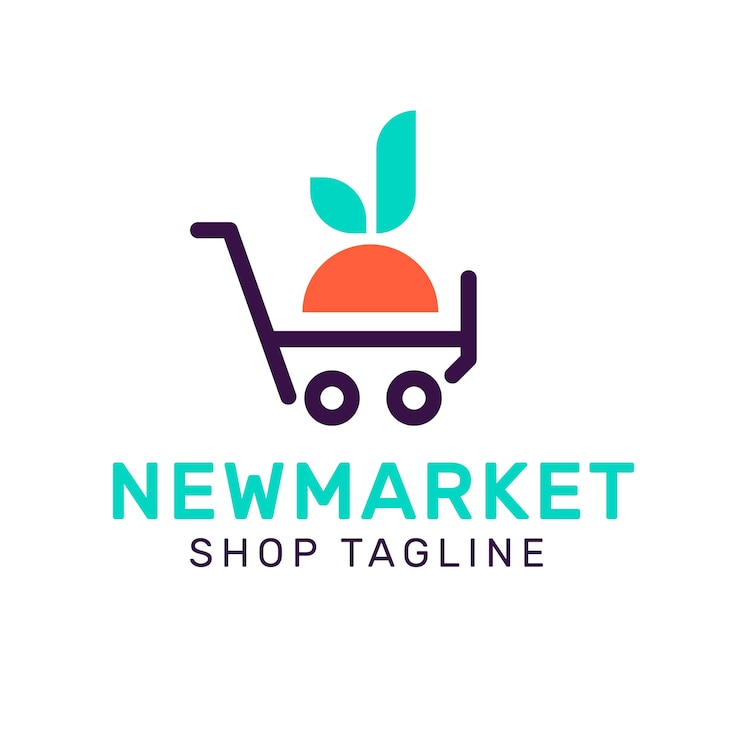 Vector gratuito estilo de logotipo de supermercado con lema de la tienda