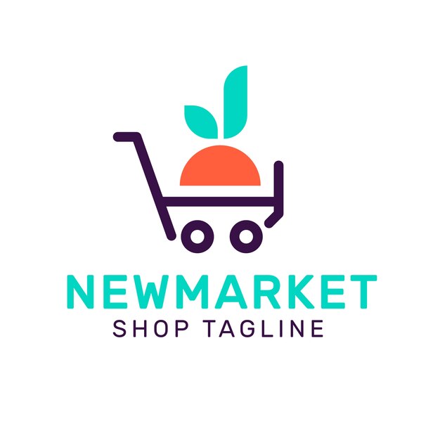 Estilo de logotipo de supermercado con lema de la tienda