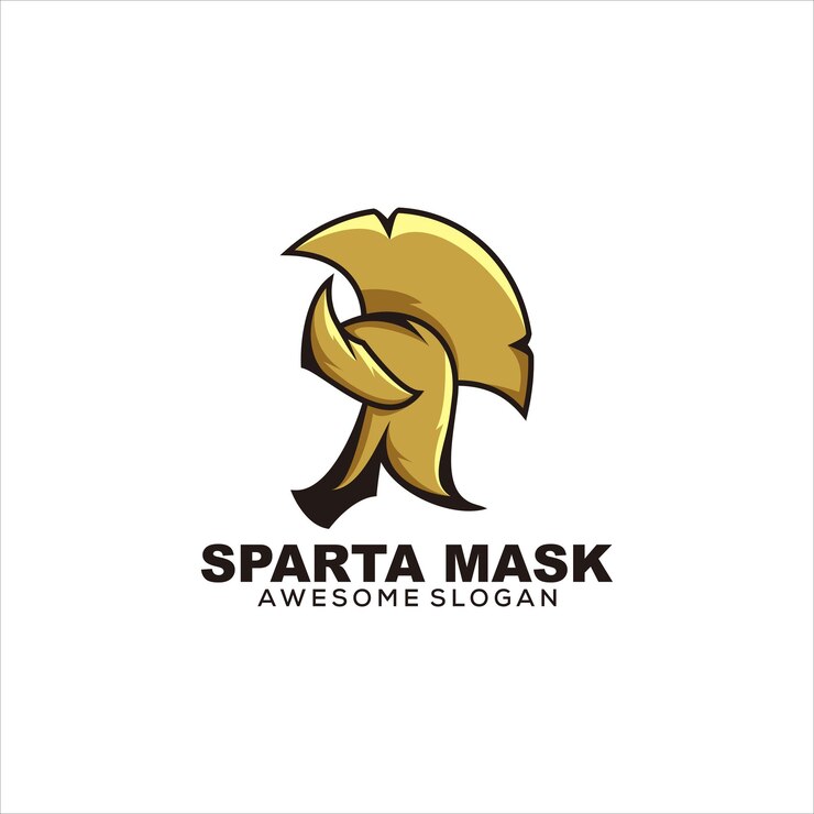 Vector gratuito estilo de mascota de máscara de esparta de logotipo de ilustración vectorial