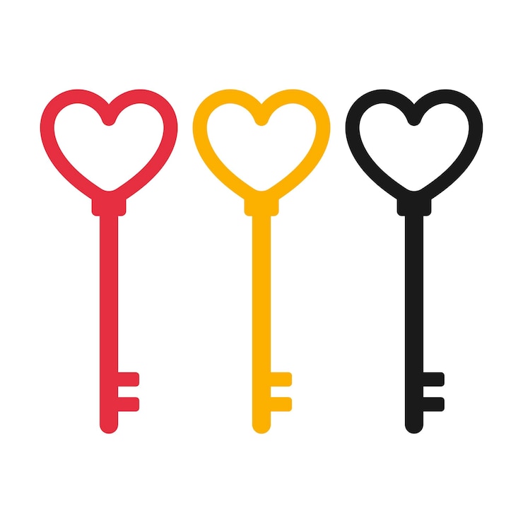 Vector gratuito estilo múltiple de la llave del corazón