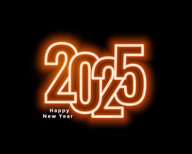 estilo neón 2025 año nuevo diseño de fondo oscuro festivo