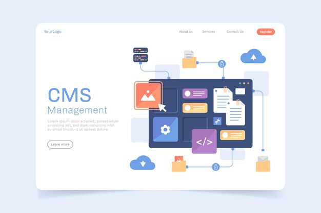 Estilo de página de destino de contenido plano cms