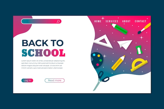 Vector gratuito estilo de página de inicio de regreso a la escuela