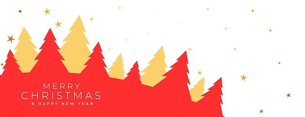 estilo papercut feliz navidad árboles rojos y dorados vector