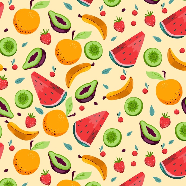 Vector gratuito estilo de patrón de frutas