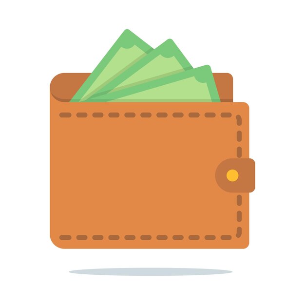 Estilo plano de la billetera