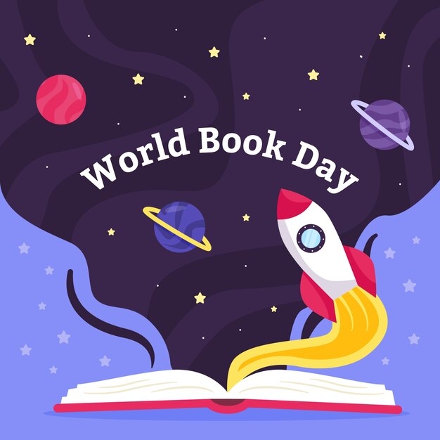 Estilo plano del día mundial del libro