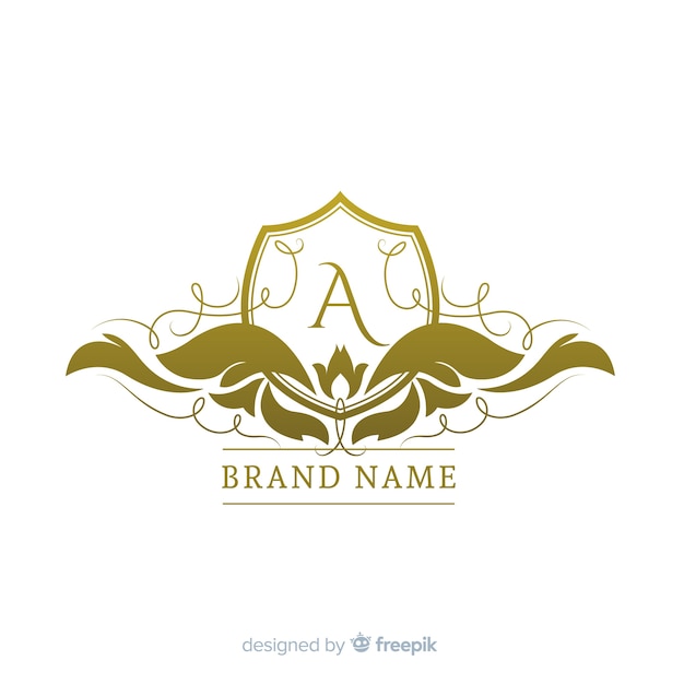 Estilo plano elegante logo dorado