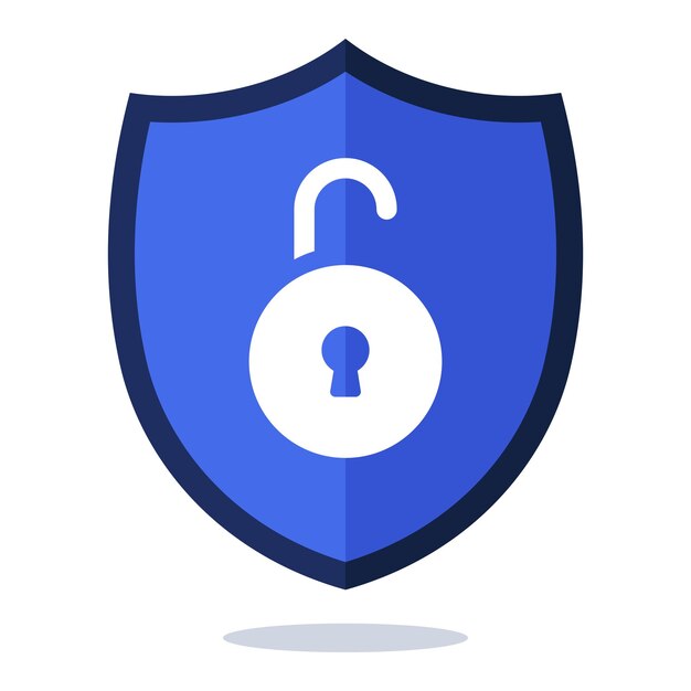 Estilo plano de escudo de seguridad cibernética
